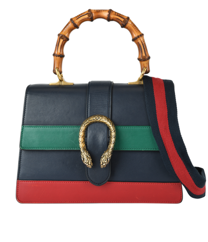 Dionysus Bamboo Top Handle, &pound;520, Handbags, Blue/Green/Red, Leather, Front view